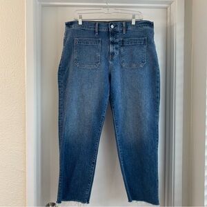 Gap Denim Women's Cheeky Straight Medium Indigo Size 16 Raw Hem